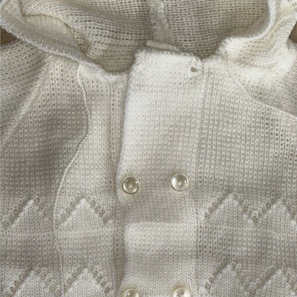 Vintage Baby Girl Knit Outfits Lot – Sweater Pants Set + Cardigan Bonnet Ivory - Picture 10 of 10